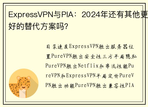 ExpressVPN与PIA：2024年还有其他更好的替代方案吗？